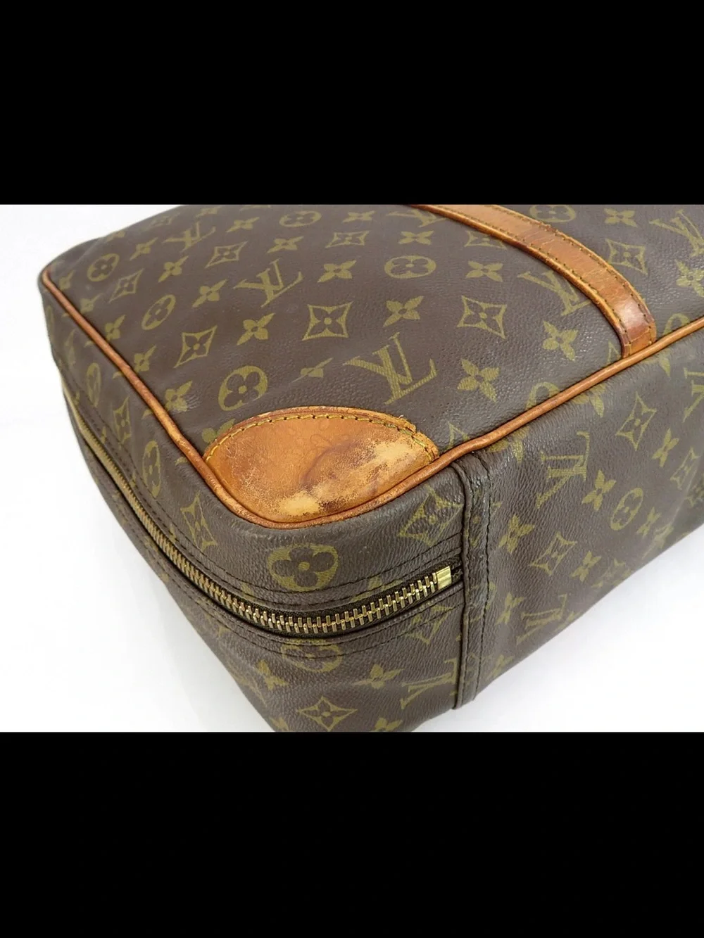 Louis Vuitton Brown Monogram Canvas Briefcase with Tan Trim